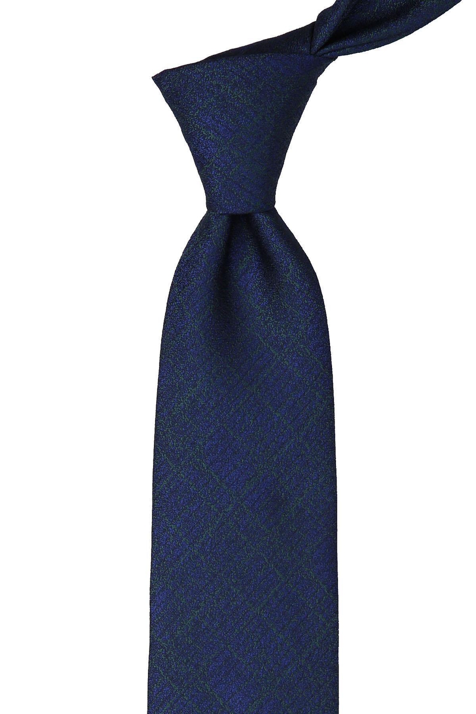 Lacivert Kendinden Desen Mendilli Klasik Kravat KK10232
