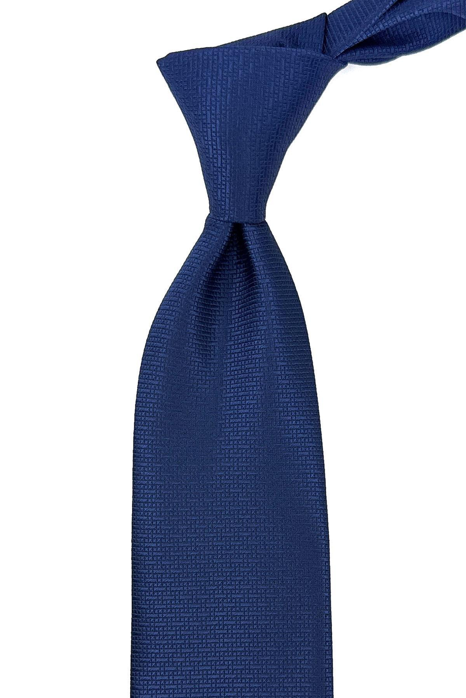 Lacivert Kendinden Desen Mendilli Klasik Kravat KK11410