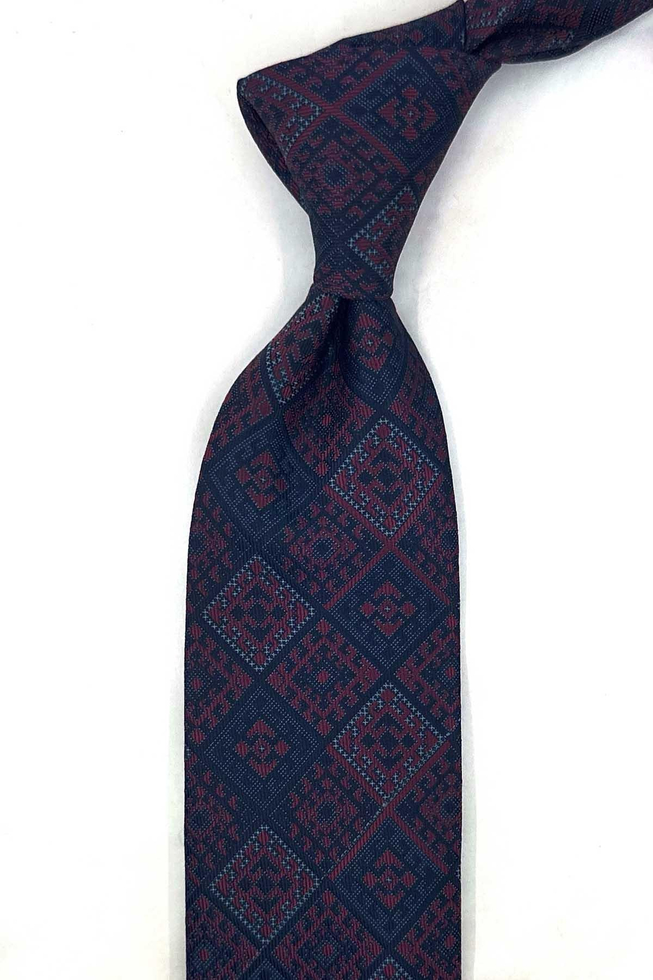 Lacivert Kırmızı Motif Kravat PRM153