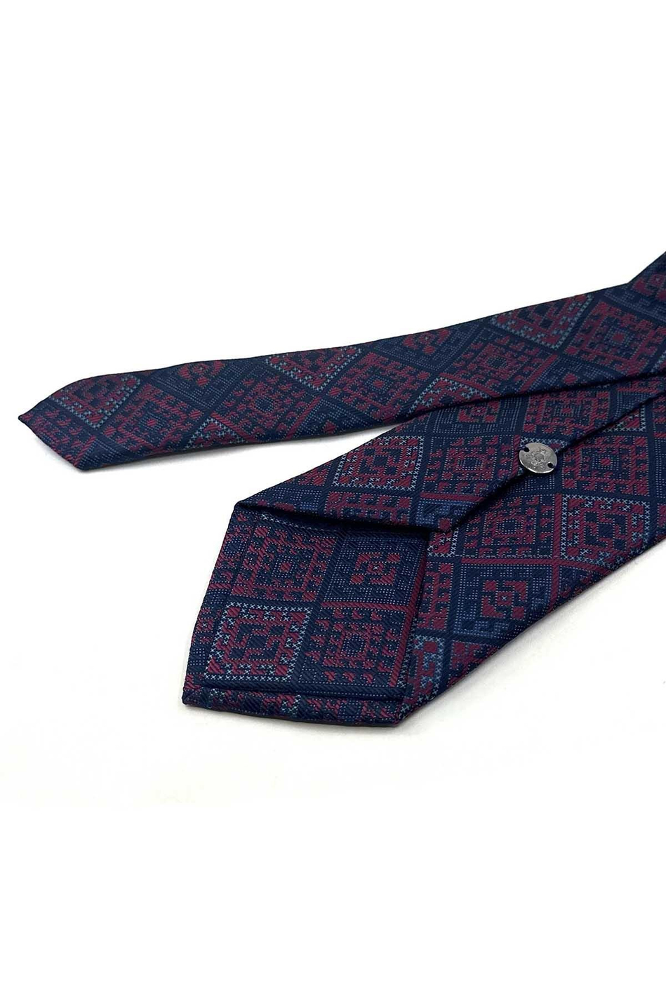 Lacivert Kırmızı Motif Kravat PRM153