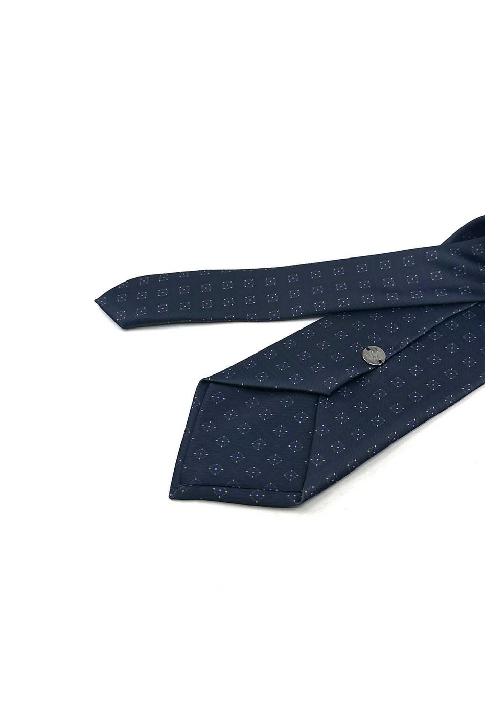 Lacivert Küçük Desen Baskılı Mendilli Klasik Kravat KK13347
