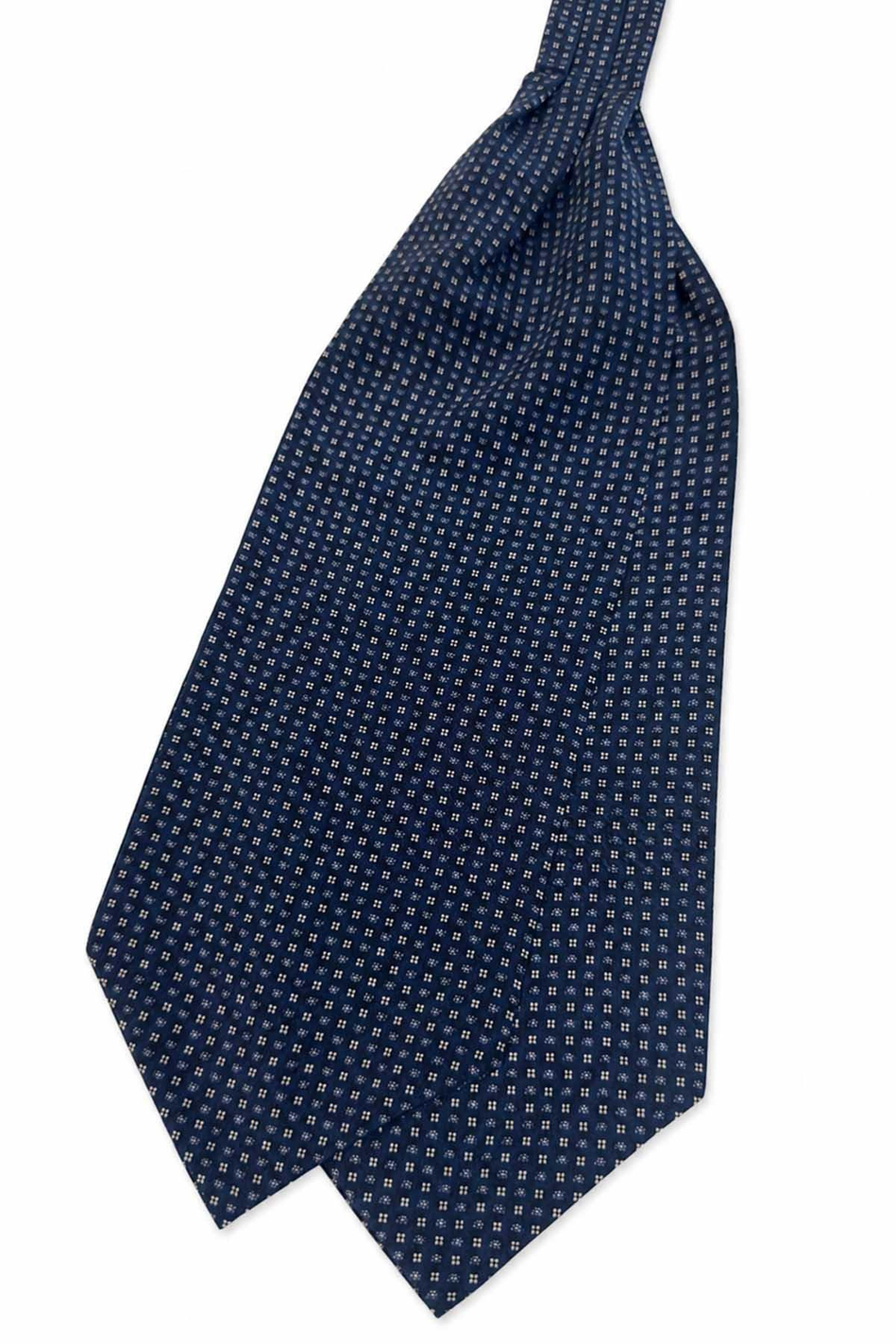 Lacivert Küçük Desen İtalyan İpek Ascot Kravat SAC139