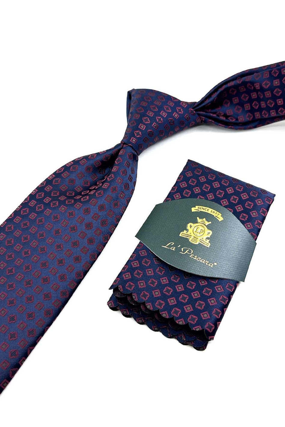 Lacivert Küçük Desen Mendilli Klasik Kravat KK12714