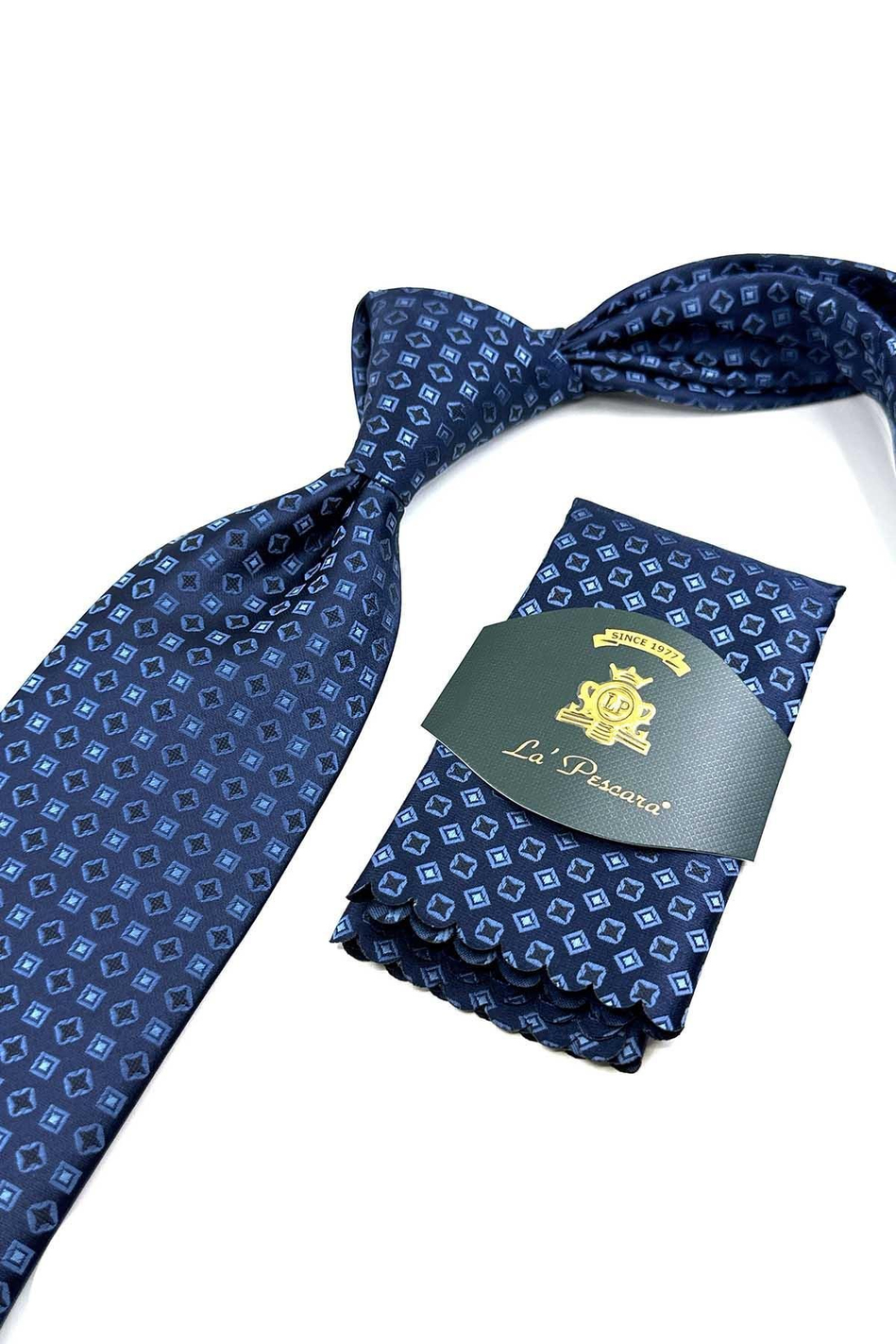 Lacivert Küçük Desen Mendilli Klasik Kravat KK12713