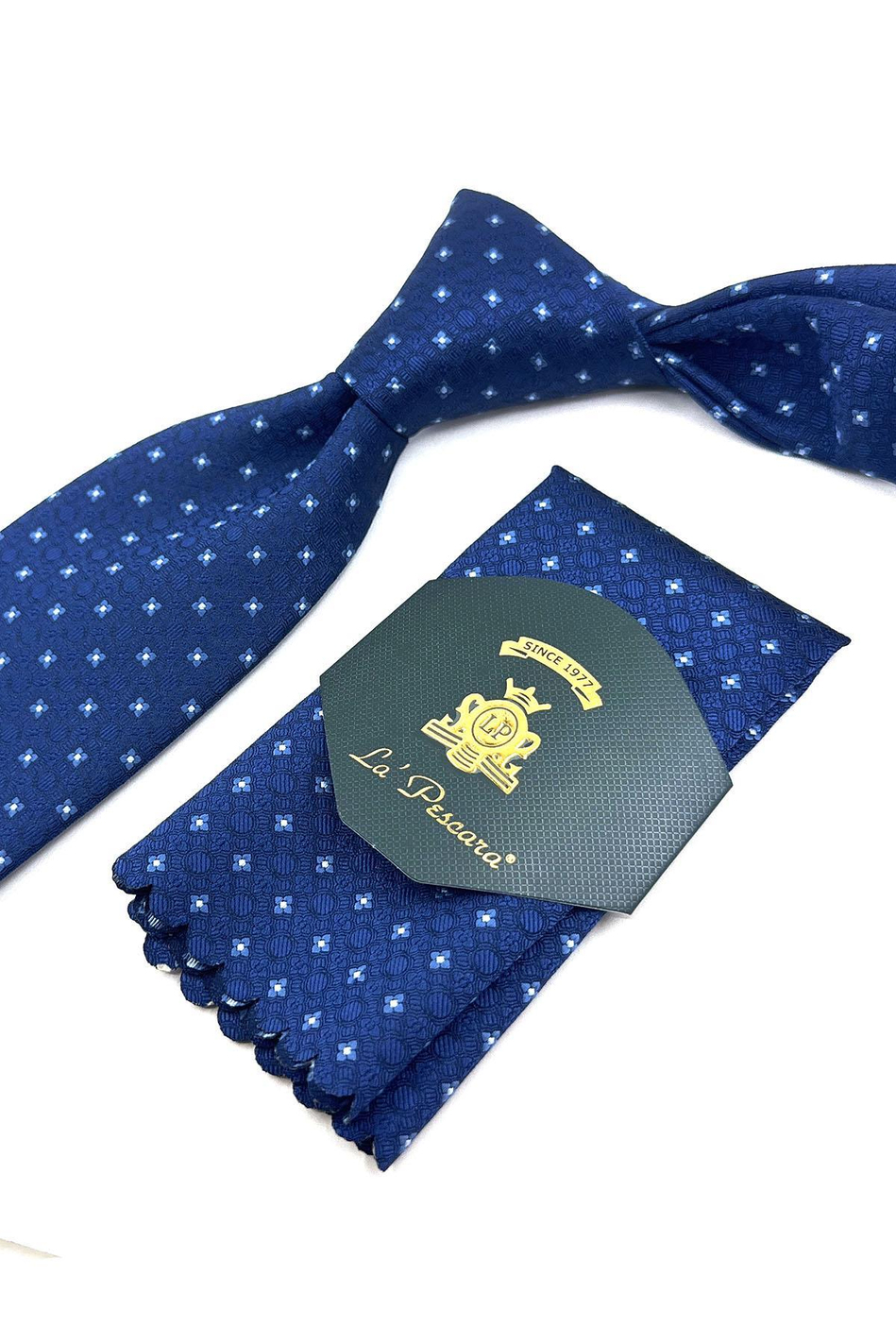 Lacivert Küçük Desen Mendilli Klasik Kravat KK11862