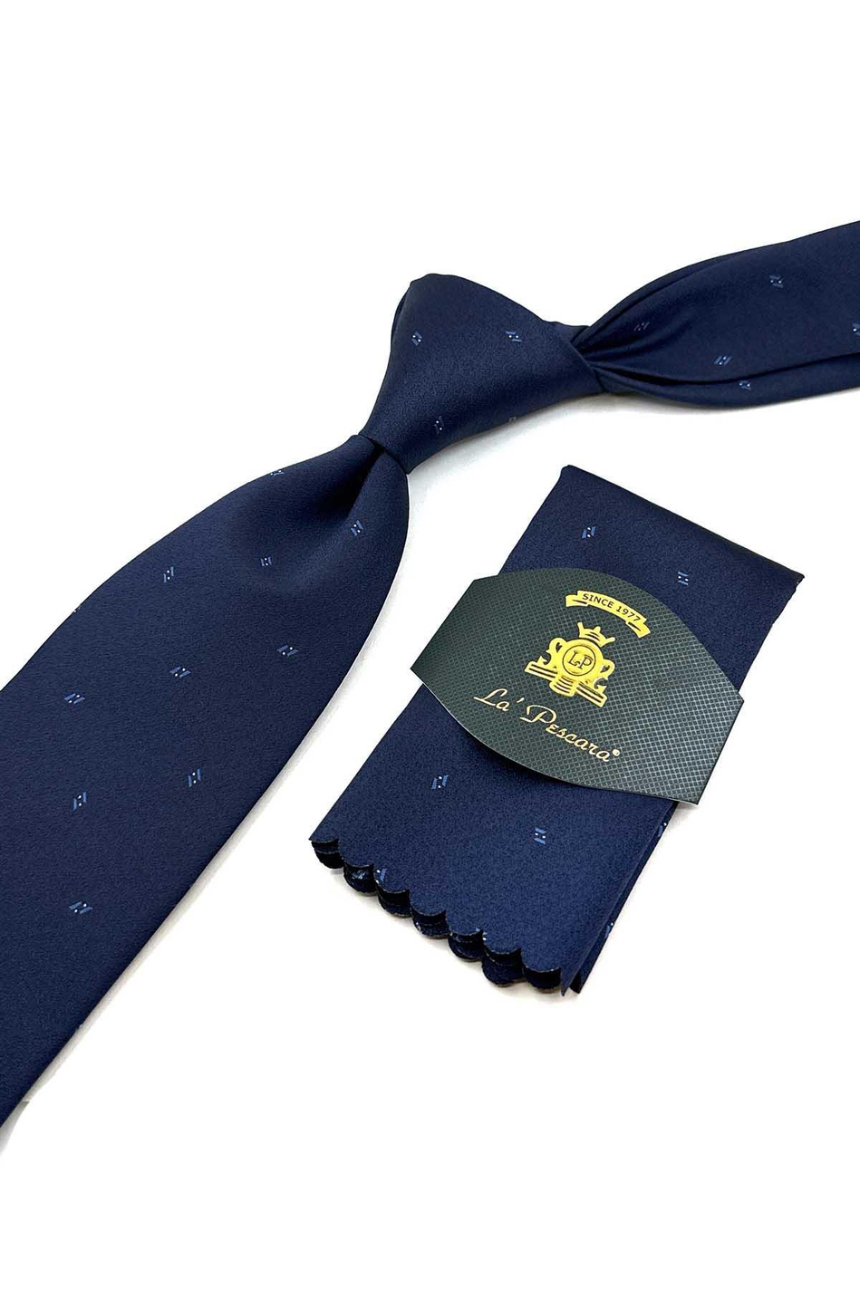 Lacivert Küçük Desen Mendilli Klasik Kravat KK12462