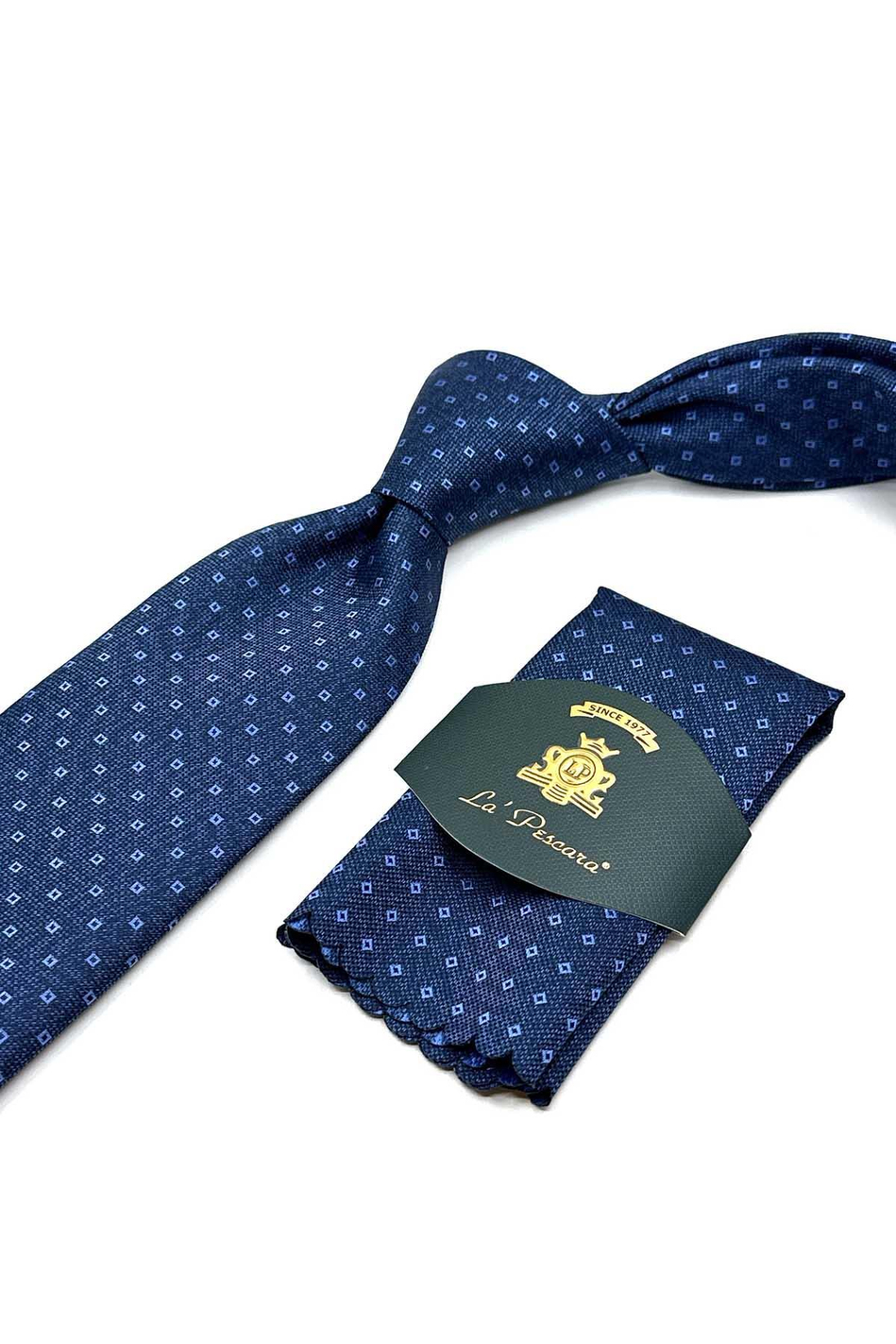 Lacivert Küçük Desen Mendilli Klasik Kravat KK12942