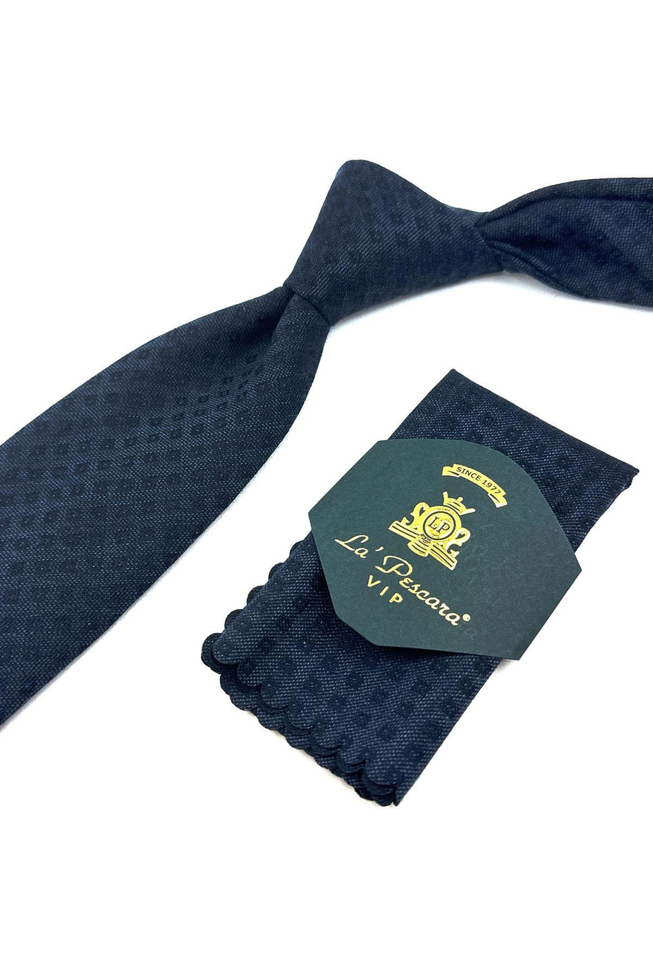 Lacivert Küçük Desen Mendilli Klasik Yün Kravat KK12129