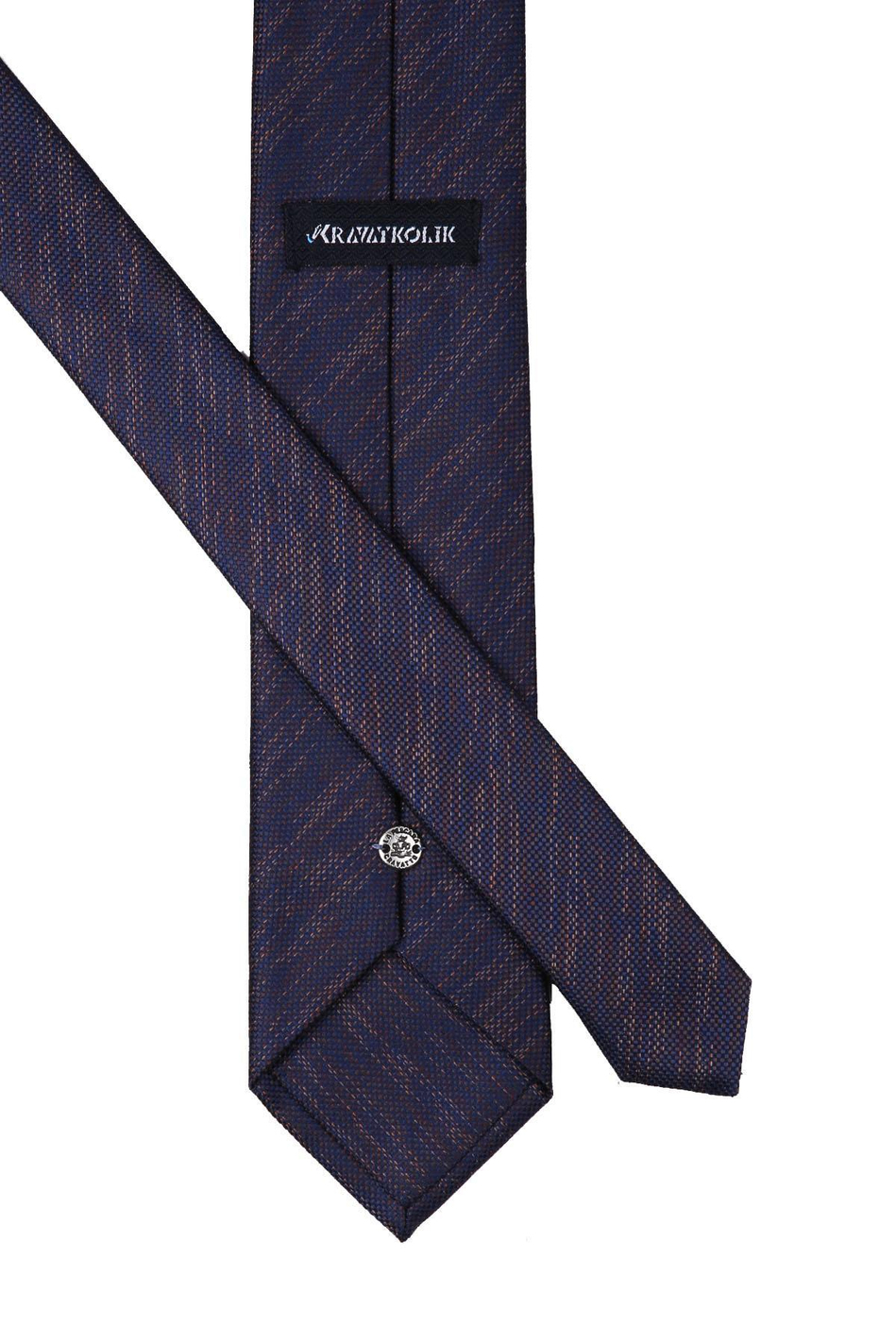 Lacivert Kum Desen Mendilli Klasik Kravat KK10618