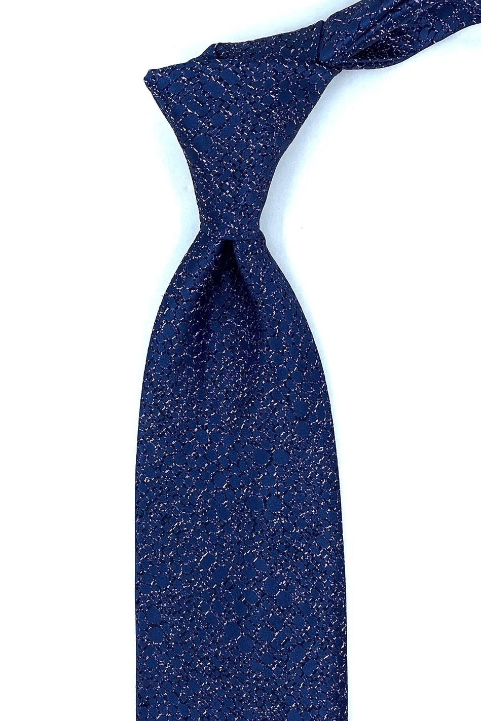 Lacivert Kum Desen Mendilli Klasik Kravat KK10928