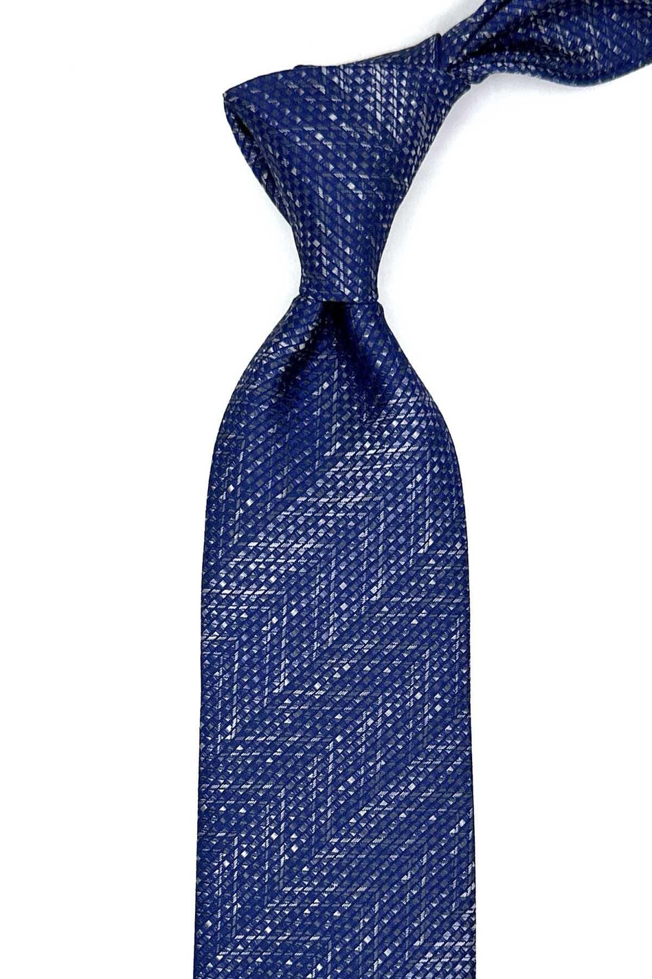 Lacivert Kum Desen Mendilli Klasik Kravat KK12937