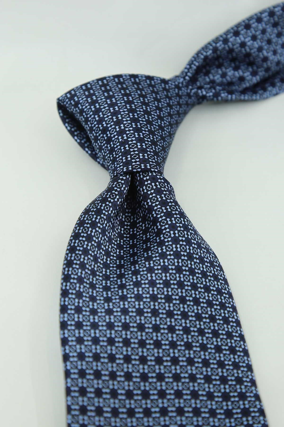 Lacivert Mavi Motif Desen İtalyan İpek Kravat İK2544