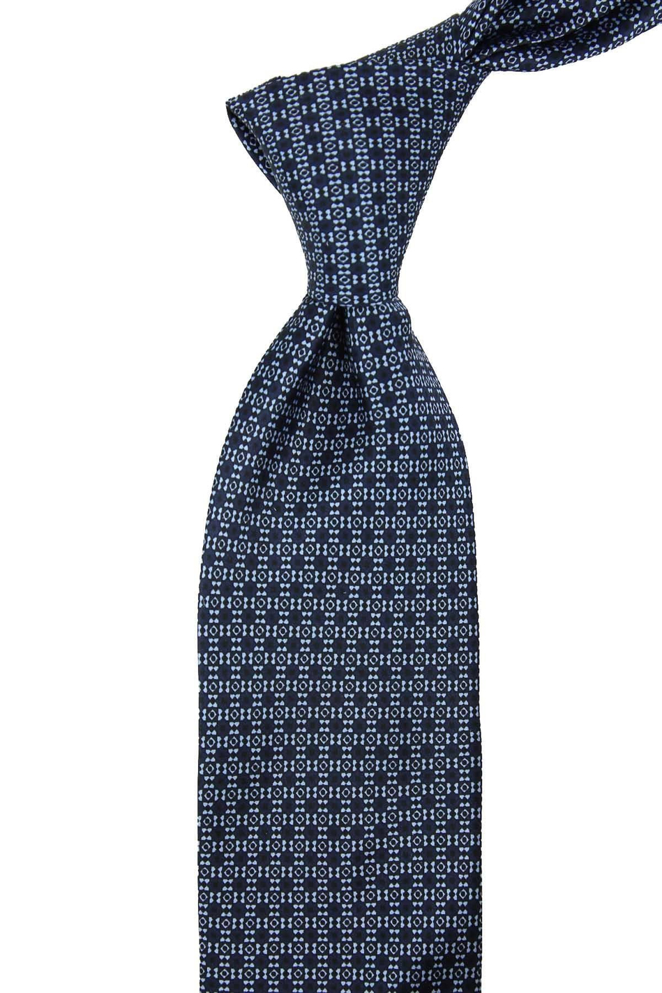 Lacivert Mavi Motif Desen İtalyan İpek Kravat İK2544