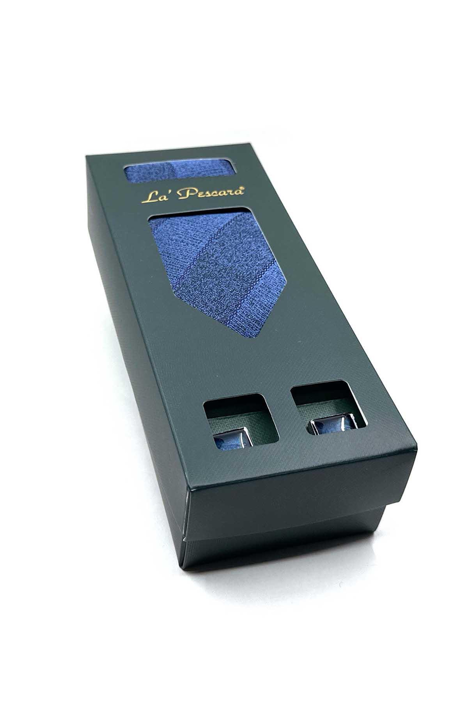 Lacivert Mendilli Kravat Lacivert Kol Düğmesi Hediye Seti OS585