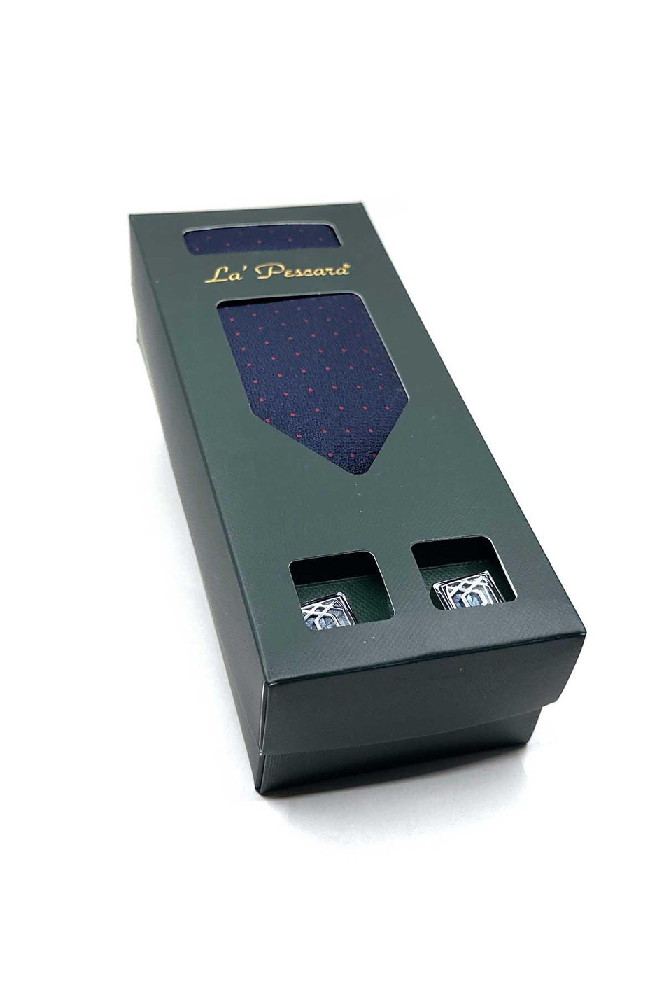 Lacivert Mendilli Kravat Lacivert Kol Düğmesi Hediye Seti OS587