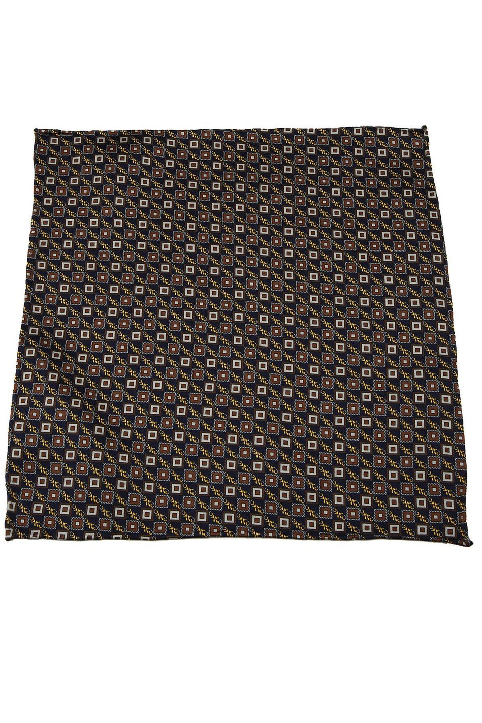 Lacivert Motif Baskı İpek Mendil SPS219