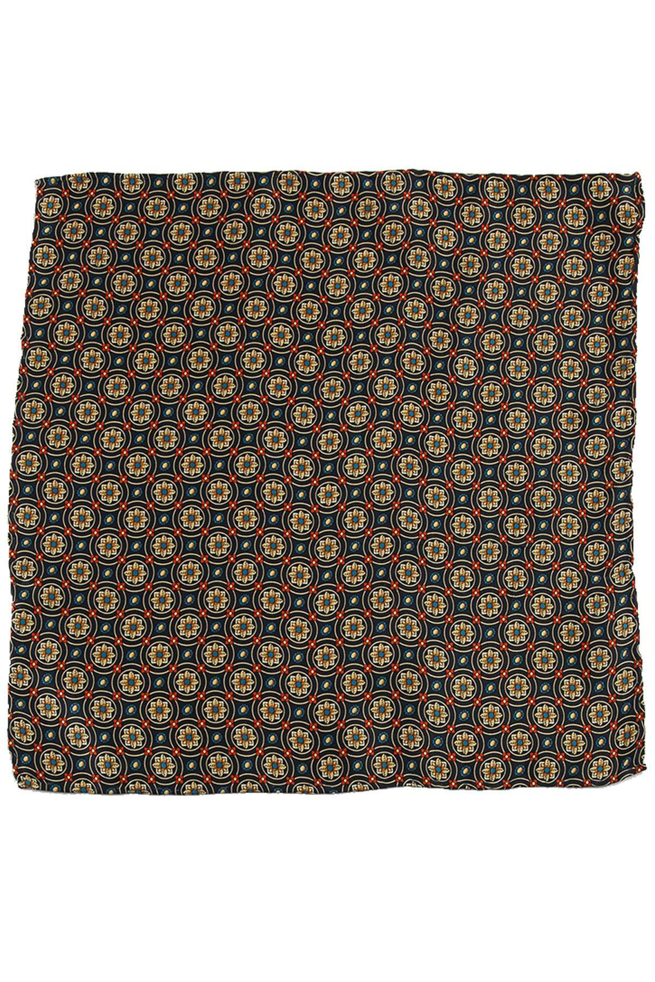 Lacivert Motif Baskı İpek Mendil SPS238