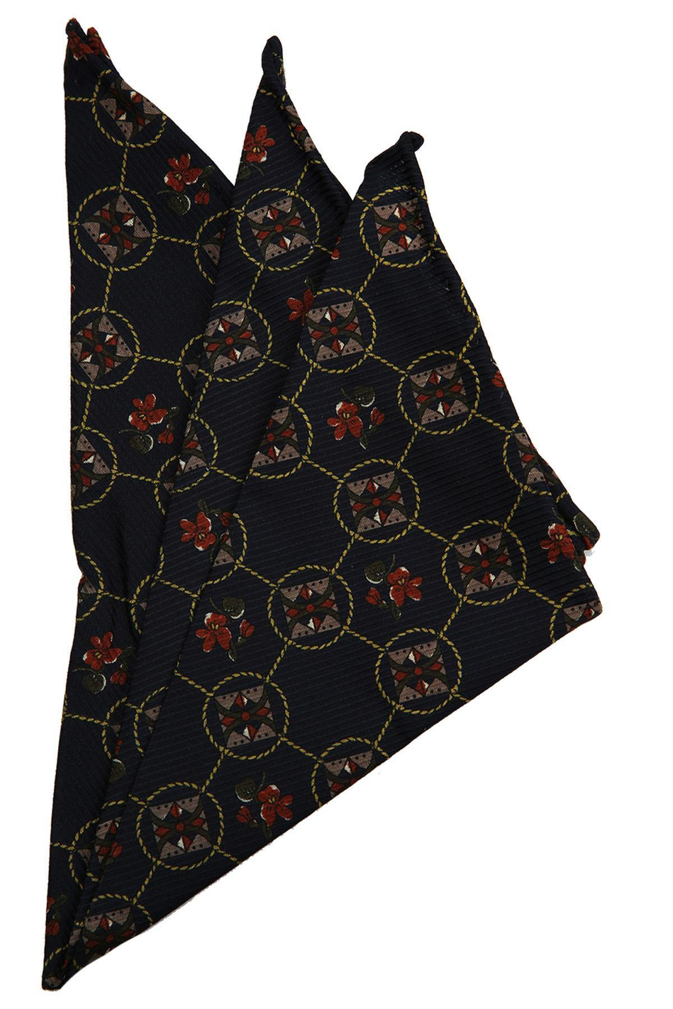 Lacivert Motif Baskılı İpek Mendil SPS294