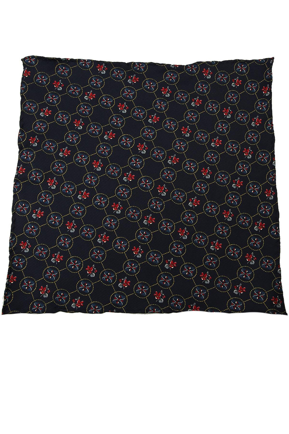 Lacivert Motif Baskılı İpek Mendil SPS437