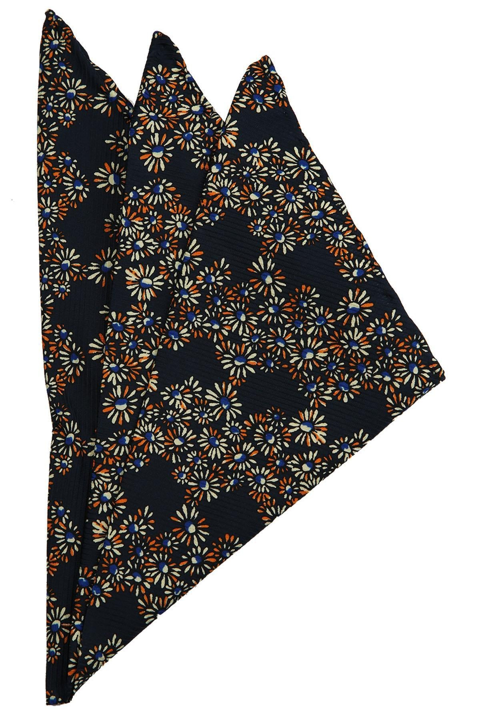 Lacivert Motif Baskılı İpek Mendil SPS285