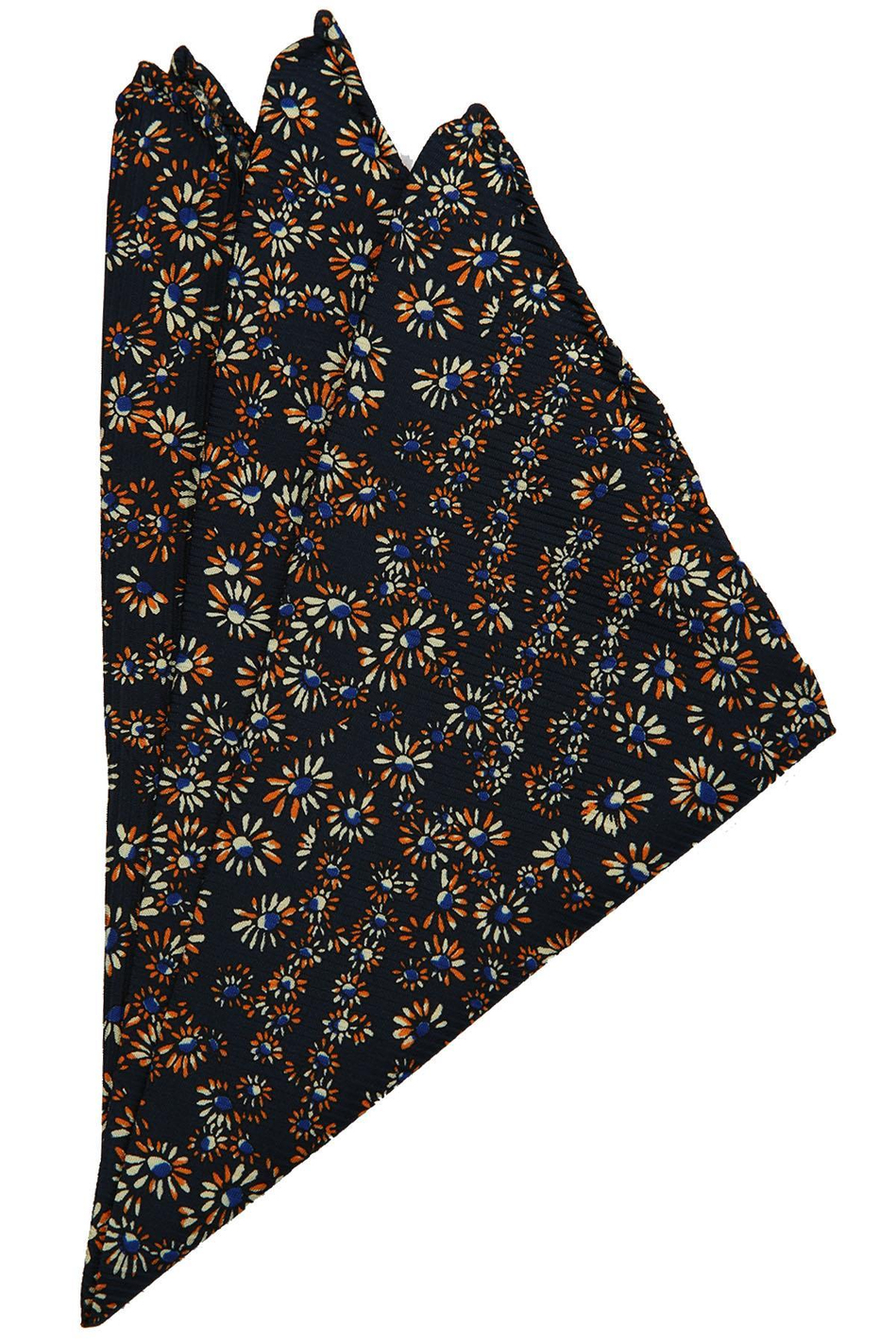 Lacivert Motif Baskılı İpek Mendil SPS292