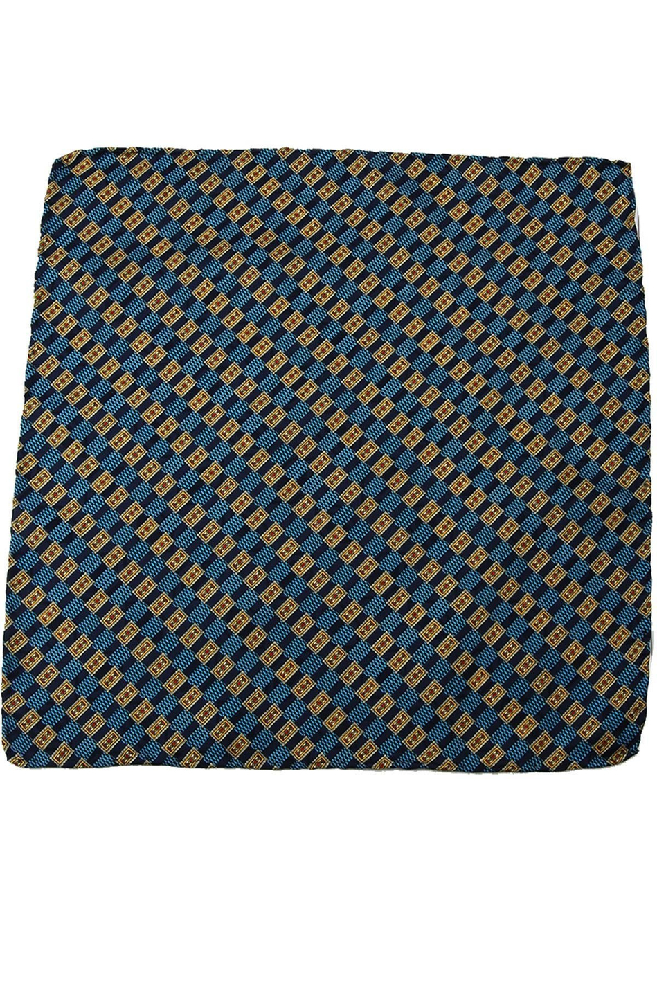 Lacivert Motif Baskılı İpek Mendil SPS436