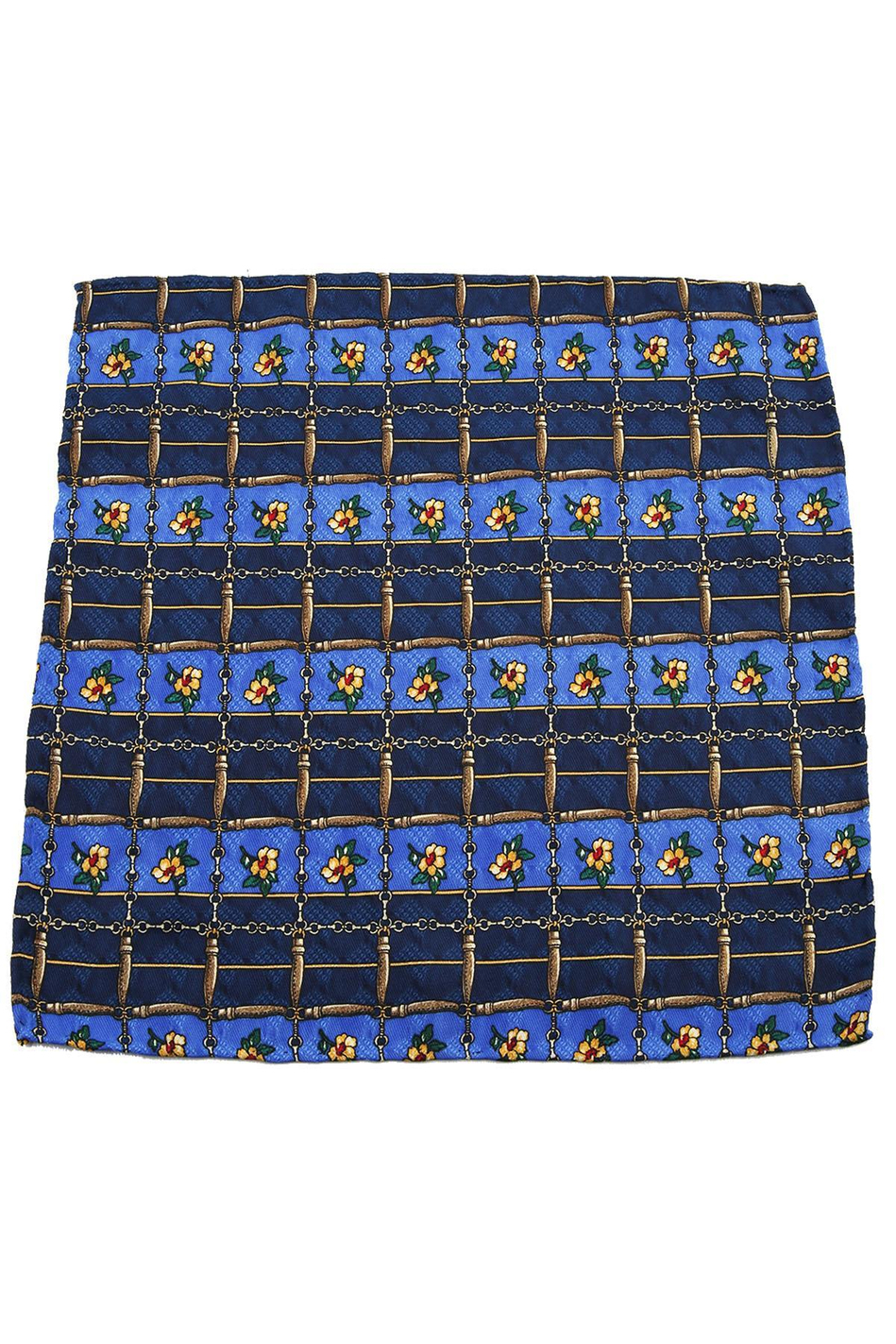 Lacivert Motif Baskılı İpek Mendil SPS162