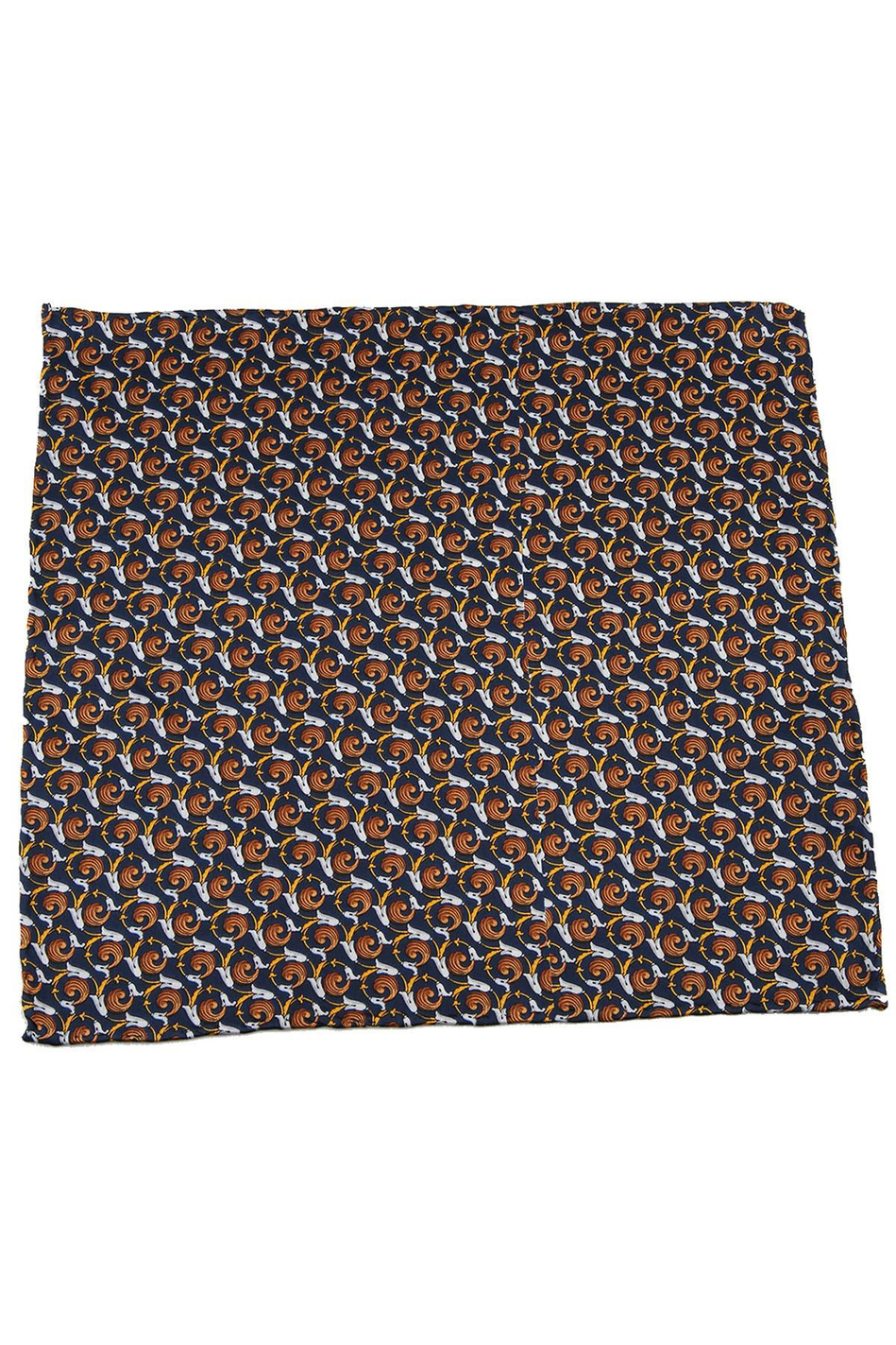 Lacivert Motif Baskılı İpek Mendil SPS113