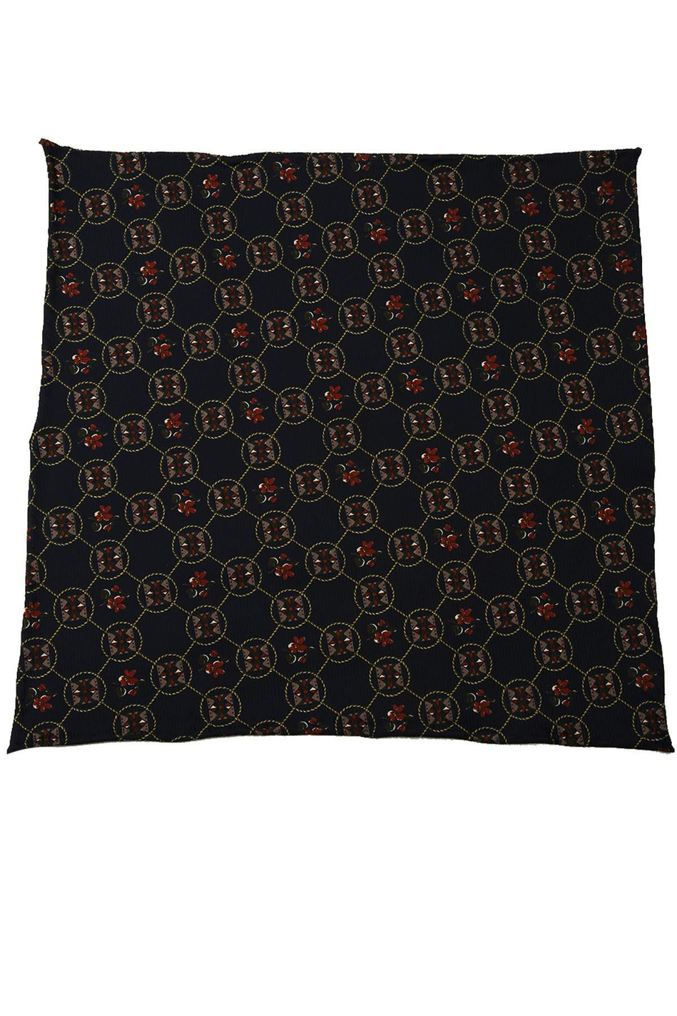 Lacivert Motif Baskılı İpek Mendil SPS294