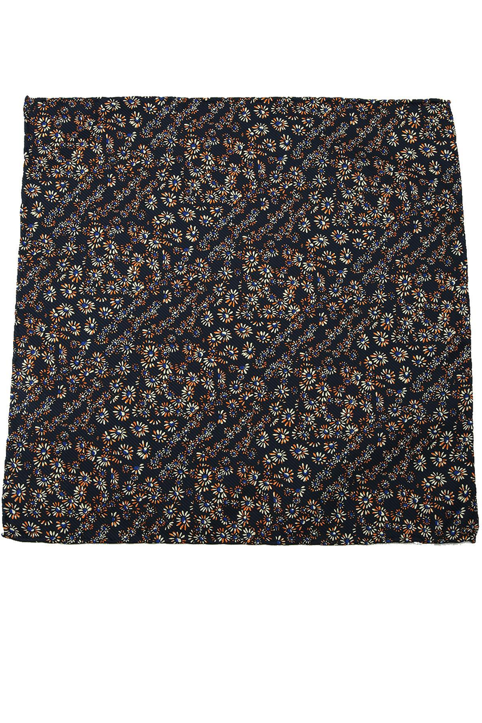 Lacivert Motif Baskılı İpek Mendil SPS292
