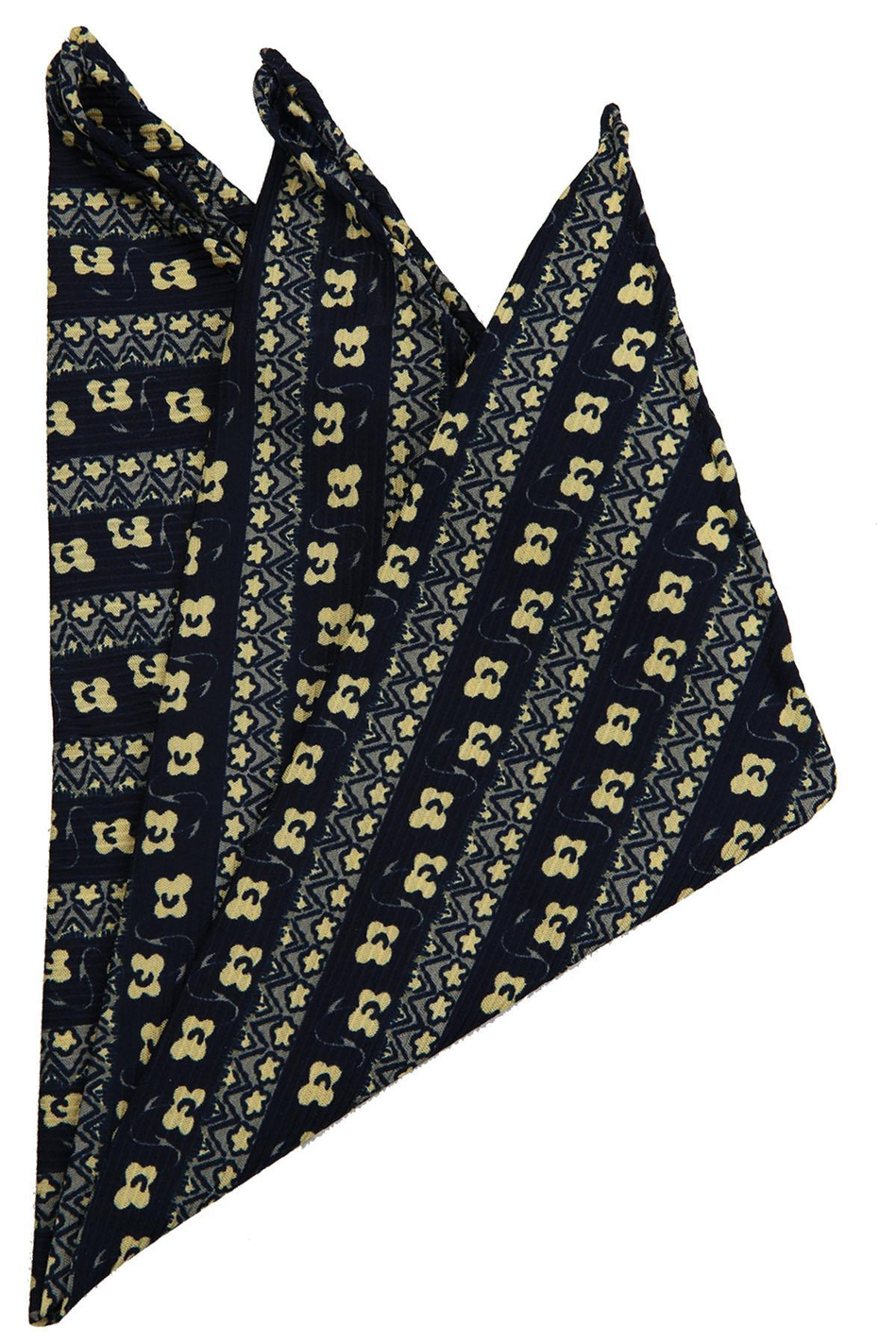 Lacivert Motif Baskılı İpek Mendil SPS323