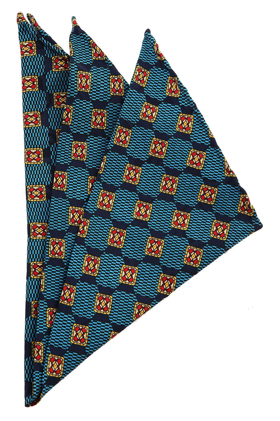 Lacivert Motif Baskılı İpek Mendil SPS154