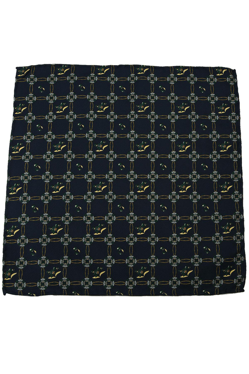 Lacivert Motif Baskılı İpek Mendil SPS262