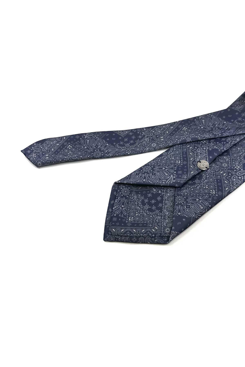 Lacivert Motif Desen Baskılı Mendilli Klasik Kravat KK13356