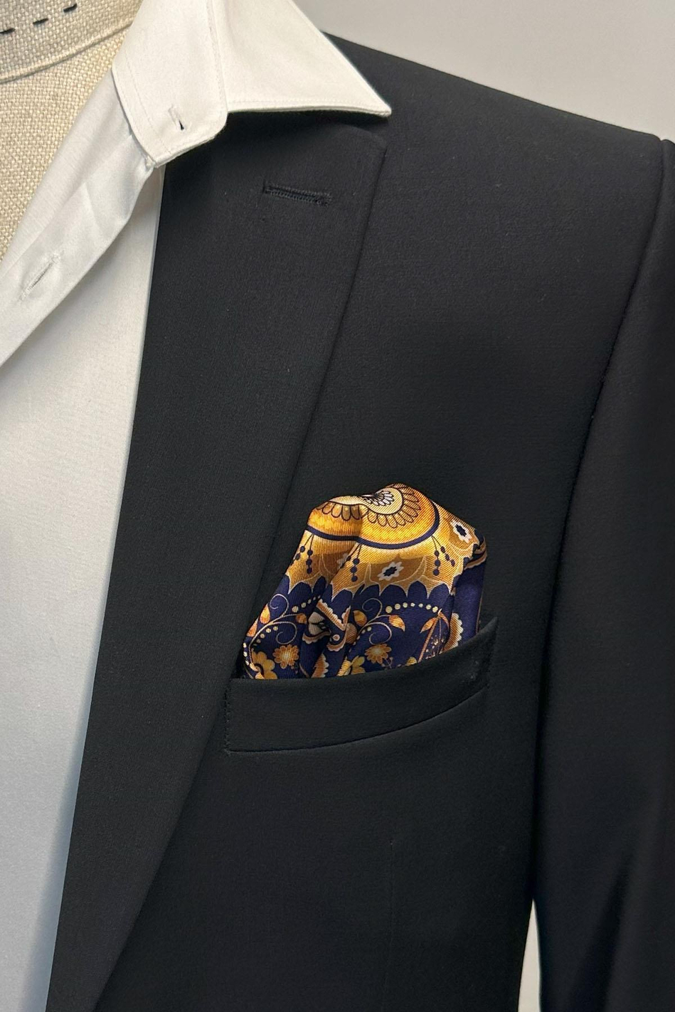 Lacivert Motif Desen Erkek Cep Mendili SPS625-107