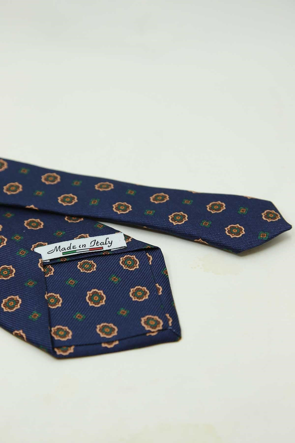 Lacivert Motif Desen İtalyan İpek Kravat İK2490