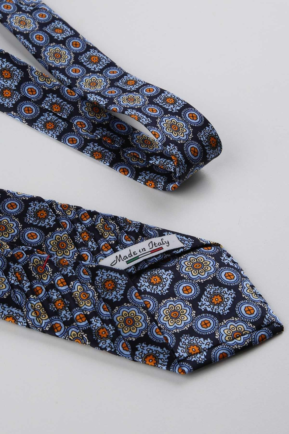 Lacivert Motif Desen İtalyan İpek Piliseli Kravat EST214
