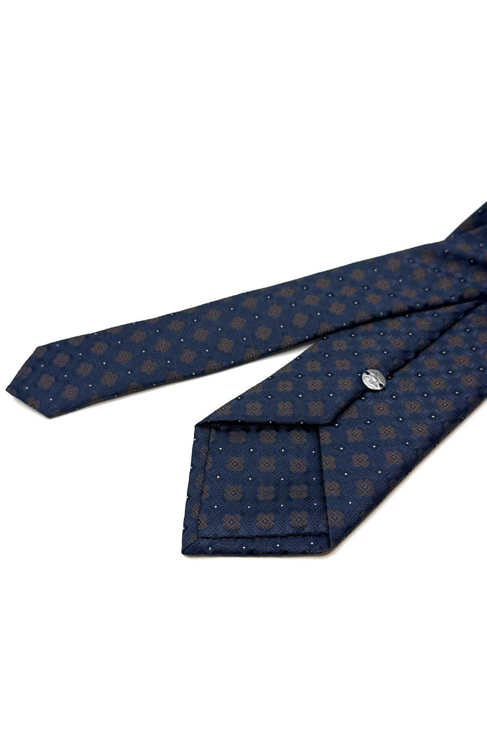 Lacivert Motif Desen Mendilli Klasik Kravat KK13039