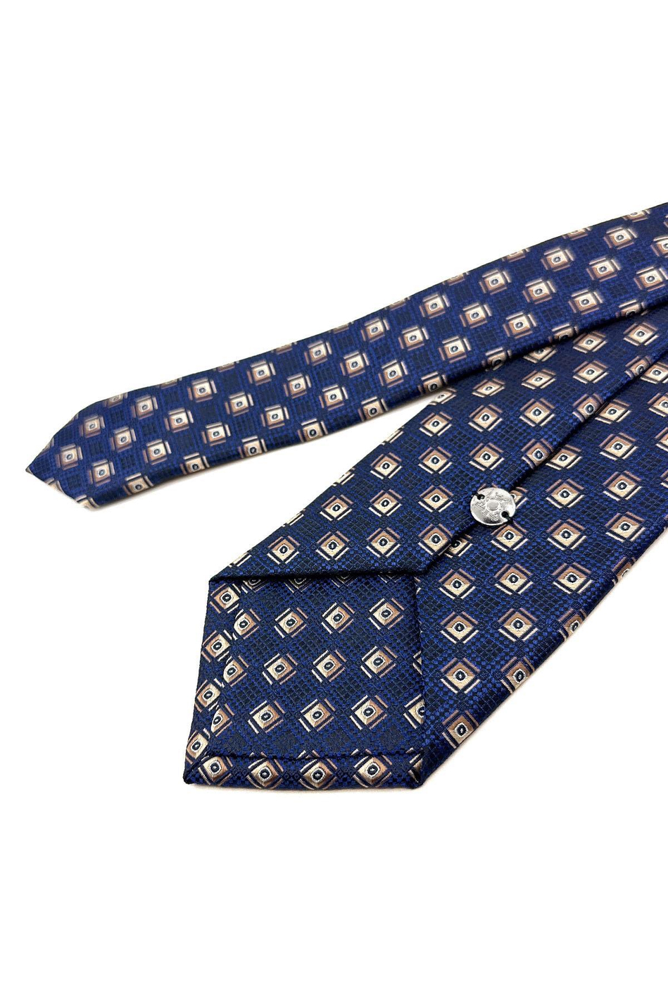 Lacivert Motif Desen Mendilli Klasik Kravat KK11060