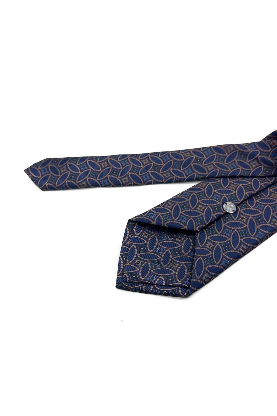 Lacivert Motif Desen Mendilli Klasik Kravat KK13988
