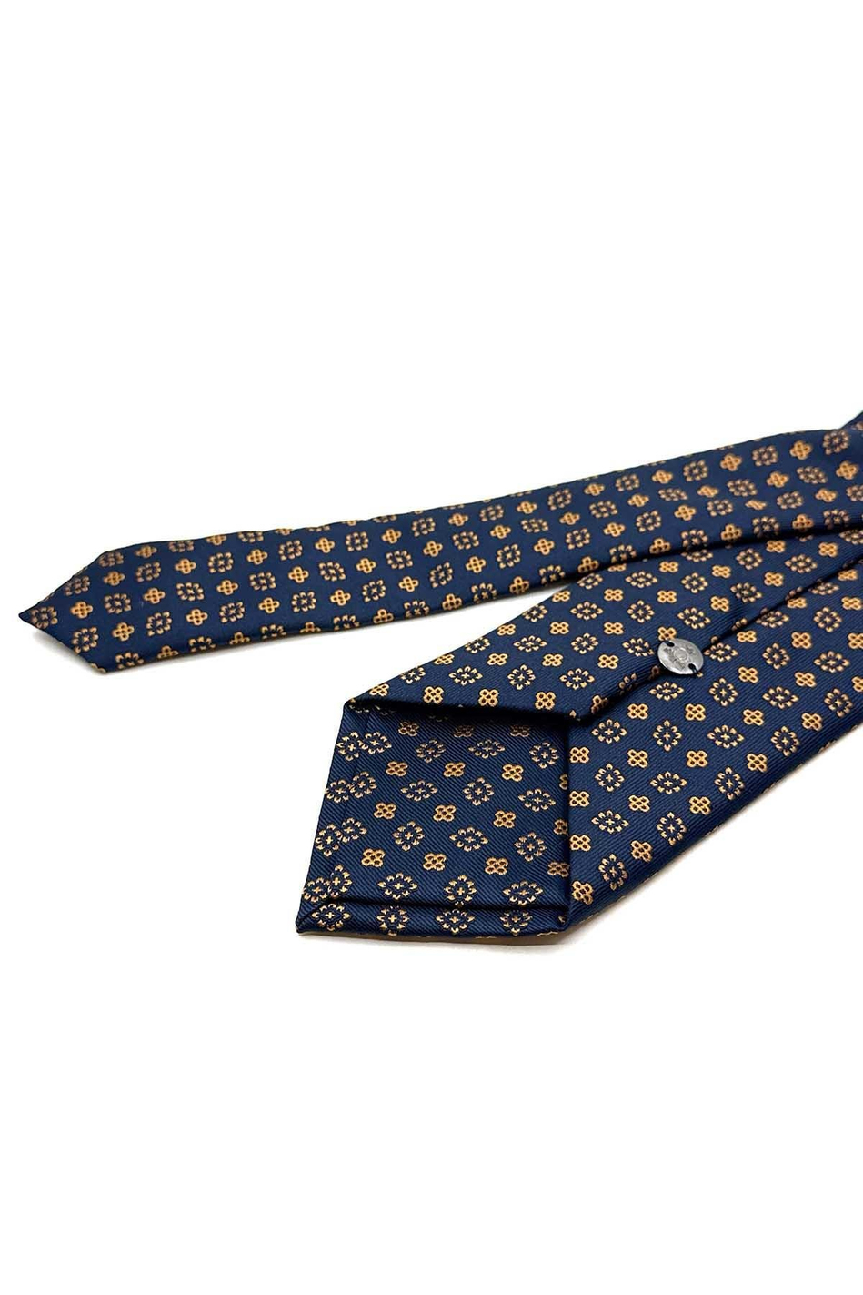 Lacivert Motif Desen Mendilli Klasik Kravat KK12982