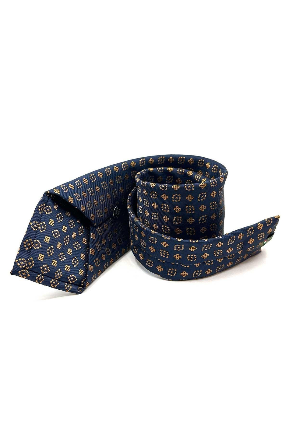 Lacivert Motif Desen Mendilli Klasik Kravat KK12982