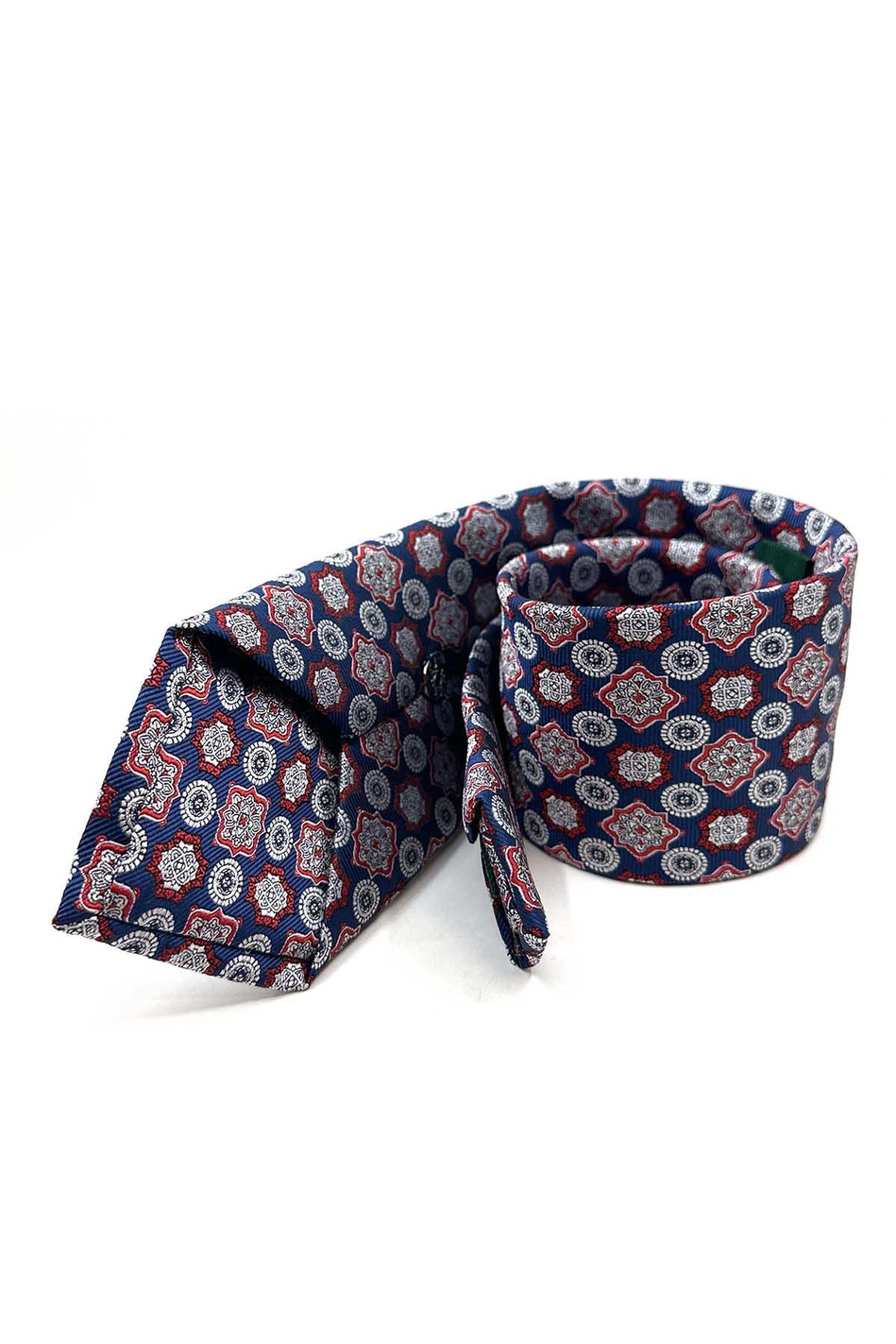 Lacivert Motif Desen Mendilli Klasik Kravat KK12974