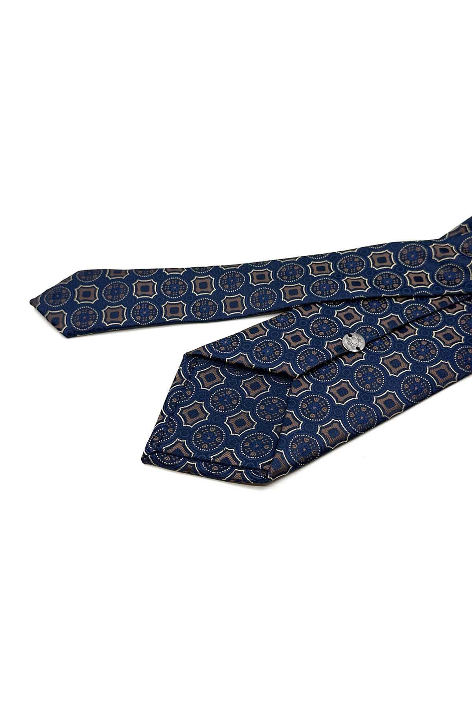 Lacivert Motif Desen Mendilli Klasik Kravat KK12958