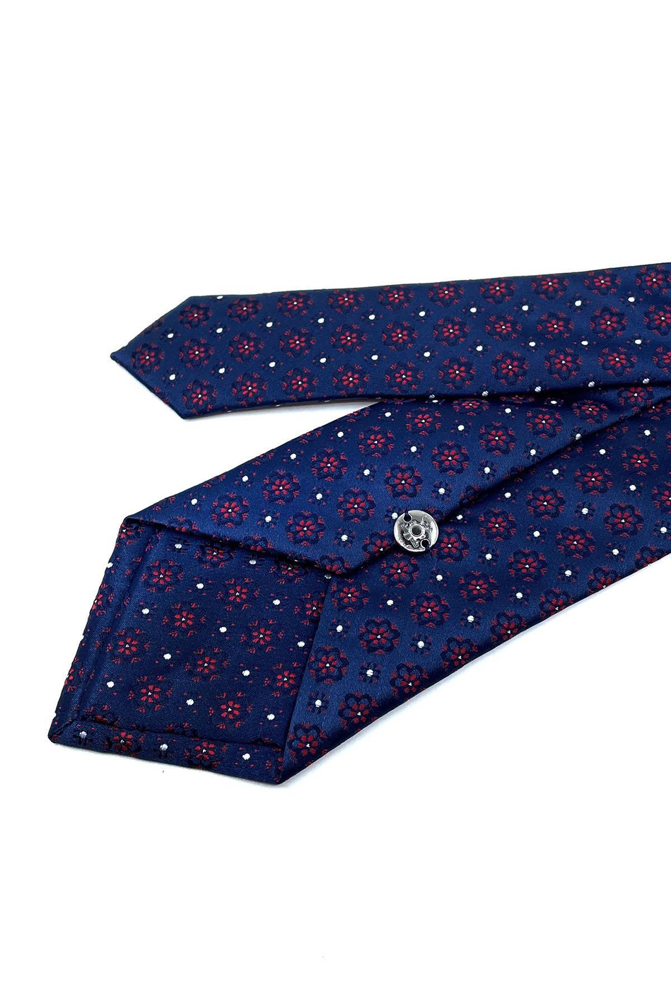 Lacivert Motif Desen Mendilli Klasik Kravat KK10941