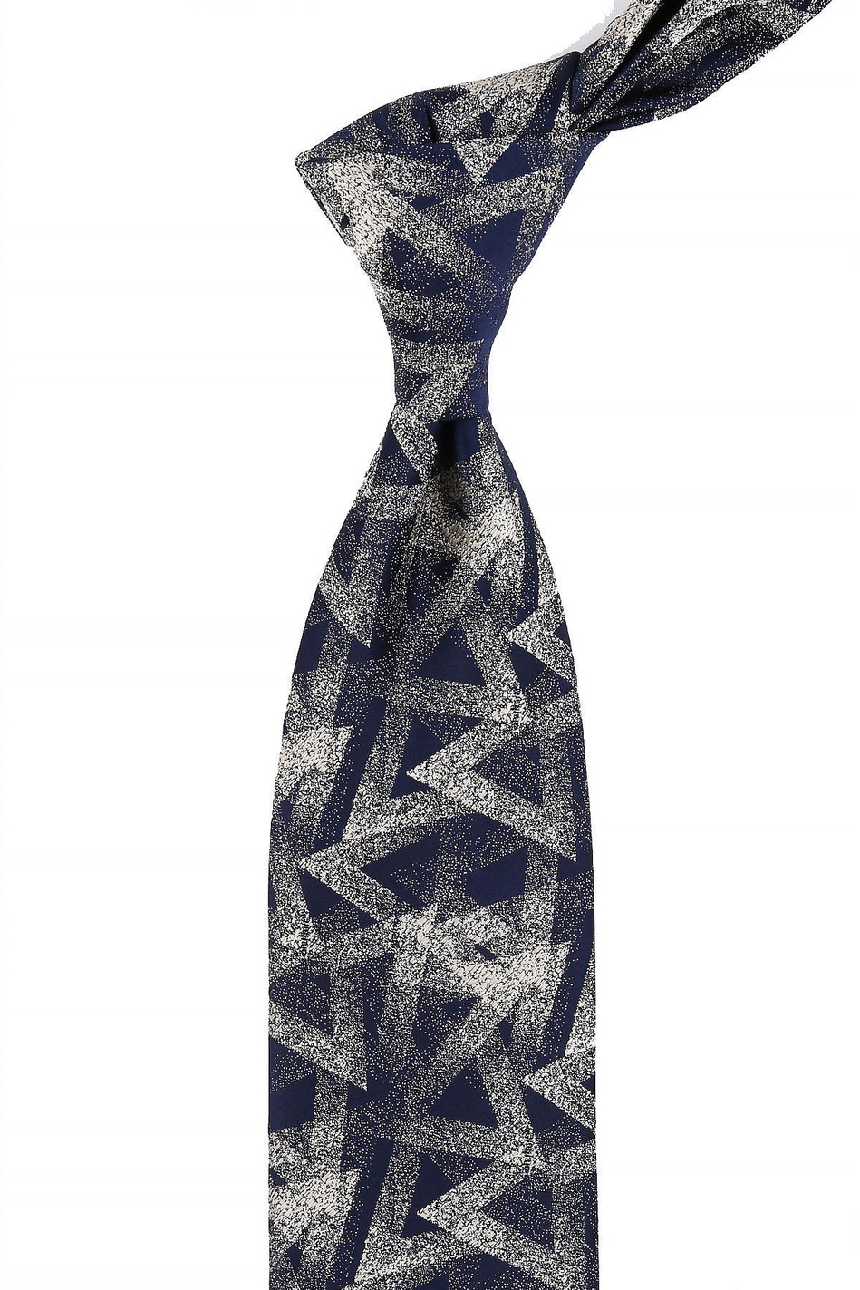 Lacivert Motif Desen Mendilli Klasik Kravat KK10835