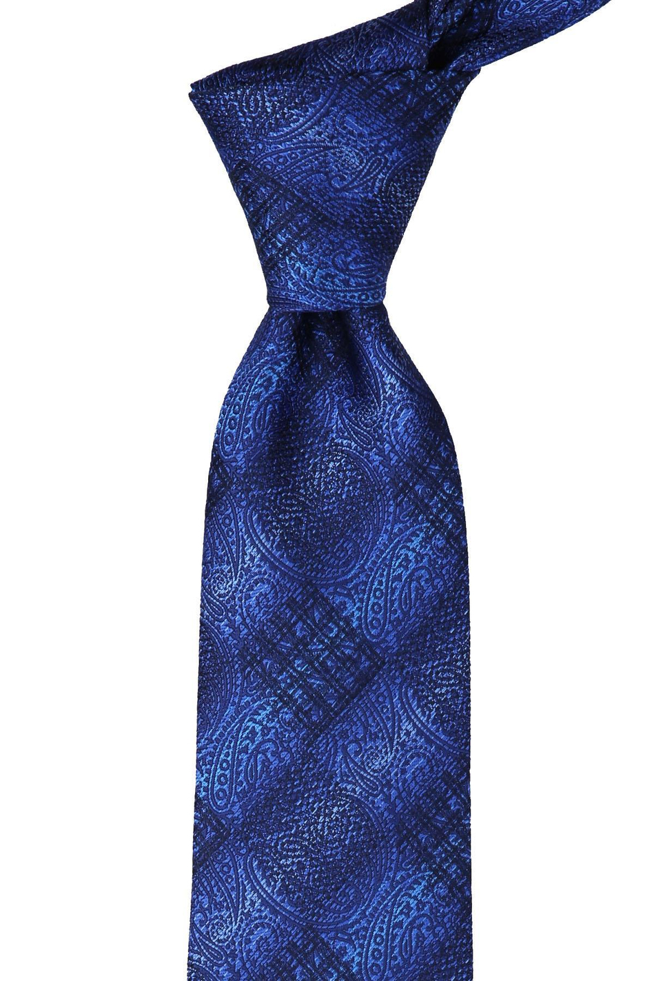 Lacivert Motif Desen Mendilli Klasik Kravat KK9519