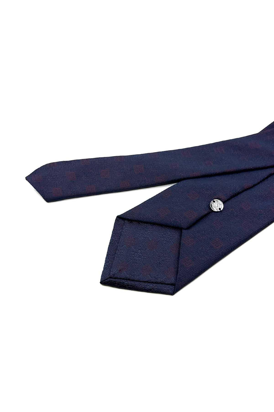 Lacivert Motif Desen Mendilli Klasik Kravat KK12543