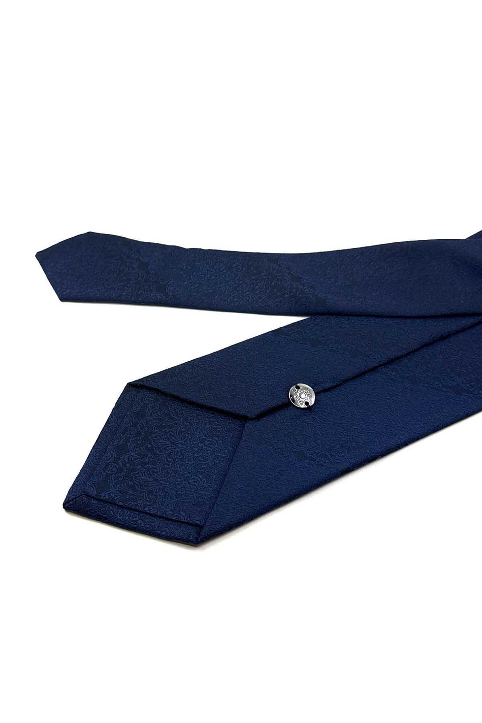 Lacivert Motif Desen Mendilli Klasik Kravat KK12423
