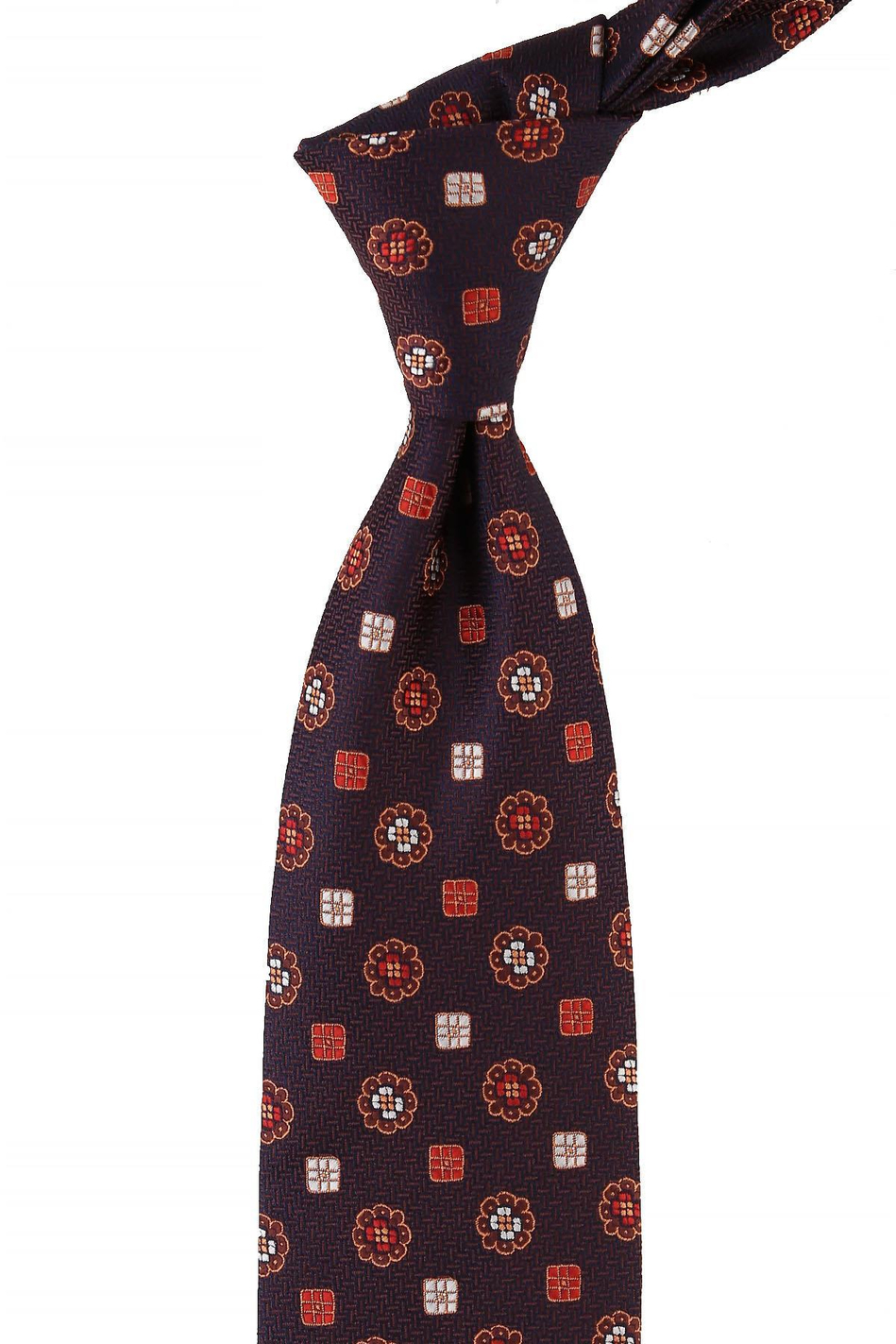 Lacivert Motif Desen Mendilli Klasik Kravat KK10773